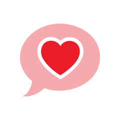 Heart Message Bubble Icon. This vibrant ruby symbol of devotion within a gentle rose communication cloud signifies positive interaction. It represents emotional bonds and digital approval.