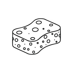 Cleaning Sponge Outline Icon. A minimalist sketch of a porous household utility, vital for maintaining sanitation. Symbolizes absorbency, tidiness, and domestic duties.