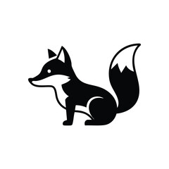 Stylish Black Fox Silhouette. Elegant dark vulpine creature in a modern graphic style. Represents intelligence, adaptability, and natural beauty. Perfect animal emblem.