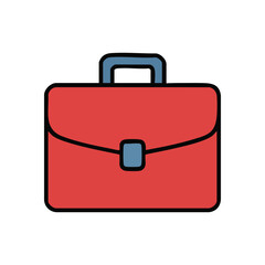 Professional Red Business Briefcase Icon. This vibrant crimson satchel artwork signifies diligent work and career aspirations. Ideal for illustrating important documents or corporate ventures.