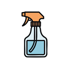 Cleaning Spray Bottle Design. Vibrant vector artwork of a liquid container for household sanitation. Symbolizes tidiness, purity, and safety. Ideal for health and care themes.