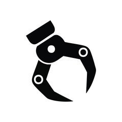 Robotic Industrial Grabber Icon. Modern digital pictogram of an automated mechanical gripper, symbolizing progress, precision, and technological advancement in industry and AI.