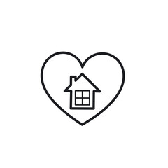 house line icon in heart. house in heart icon. Home in heart icon. vector illustration with white background