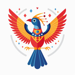 Vibrant Colorful Bird with Geometric Design