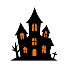 halloween castle silhouette vector illustration