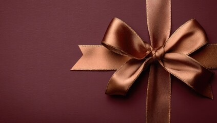 Gift bow on a deep burgundy background