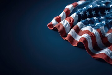 American flag draped on a dark background