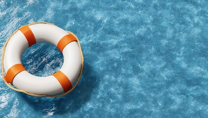 A life preserver floats on rippled water