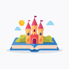 Fairytale Castle Emerging from Open Book