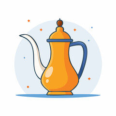 Orange Coffee Pot with Blue Accents Illustration
