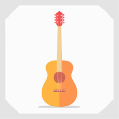 Orange and Brown Acoustic Guitar Illustration