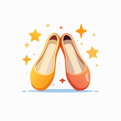 Pair of Orange and Yellow Ballet Flats with Sparkling Stars