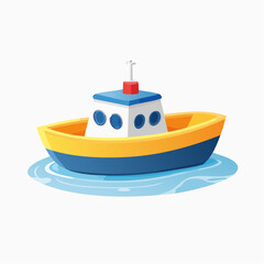 Yellow and Blue Toy Boat Floating on Calm Water