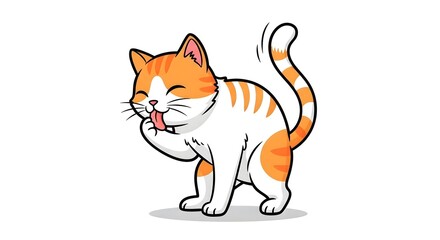 Obraz premium Cute Cat Licking Its Paw