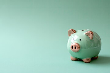 Mint green piggy bank on a mint green background (2)