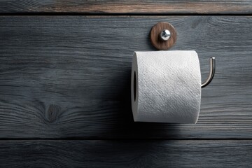 Toilet paper roll on a dark wooden wall (1)