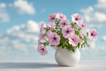Delicate Pink Petunias in Vase