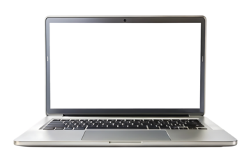 Open Laptop with Blank White Screen graphic design cutout PNG isolated on a transparent background