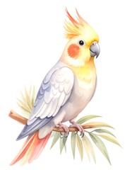 Colorful parrot on branch, vibrant art