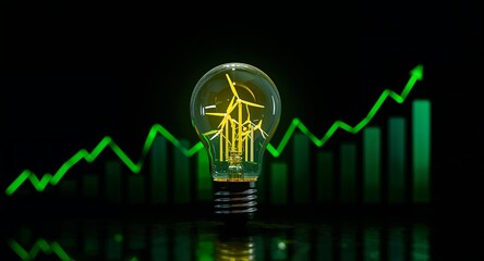 Green Energy Growth: Wind Turbines in Lightbulb