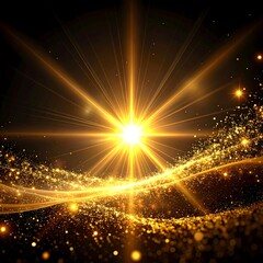 Obraz premium Golden starburst on dark background