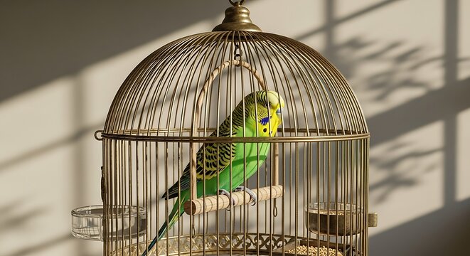 Bird in cage.