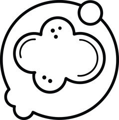 Outline pictogram of a bubble with three text strokes.