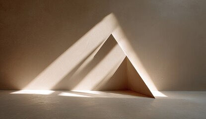 Abstract geometric shadows on a light beige wall