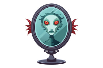 A mysterious haunted library illustration featuring enchanted books flying like bats in the moonlit night. Perfect for Halloween backgrounds, spooky party invitations, eerie posters, gothic fantasy ar