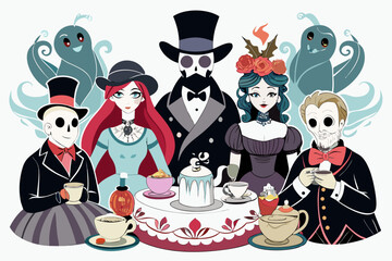 A mysterious haunted library illustration featuring enchanted books flying like bats in the moonlit night. Perfect for Halloween backgrounds, spooky party invitations, eerie posters, gothic fantasy ar