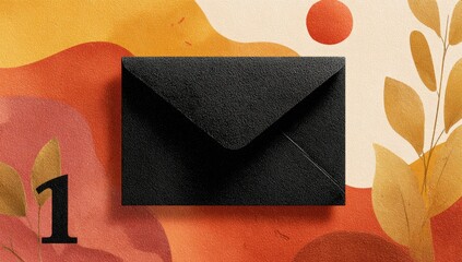 Black envelope on abstract background