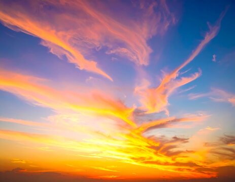 Vibrant sunset sky with clouds