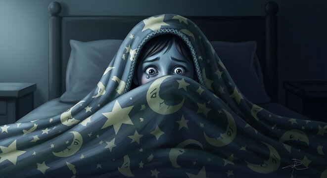 Scared girl under blanket. (1)