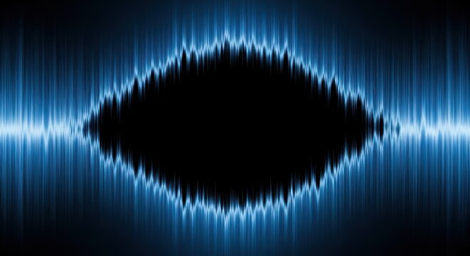 Blue Sound Waveform with Central Black Oval Space for Text audio equalizer