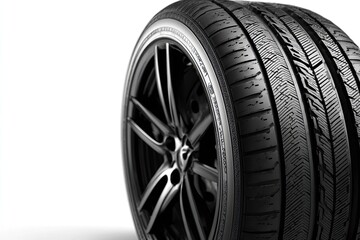Close-up of a modern tire on a wheel