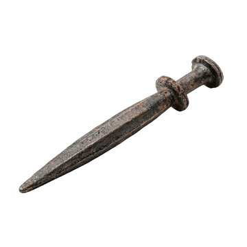 Ancient Roman Bronze Dagger Aigis Weapon Isolated on White Background