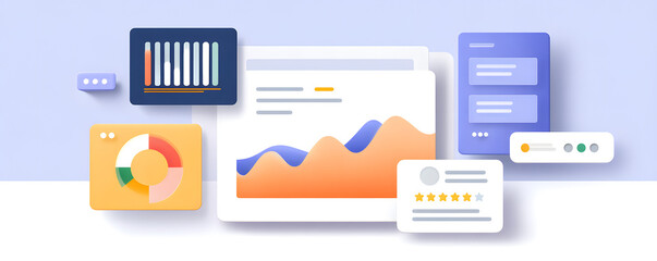 Customer Experience Design Sevice and Flow concept. Digital data visualization with graphs and analytics displayed on screens.