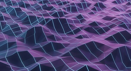 3D Pentagon Pattern with Neon Purple and Black Glow