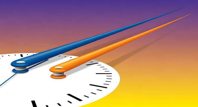 Dynamic clock hands racing to meet deadlines, symbolizing time management and business efficiency
