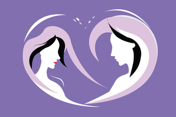 Man and Woman Silhouette in Heart – Love, Communication, and Relationship Concept Illustration