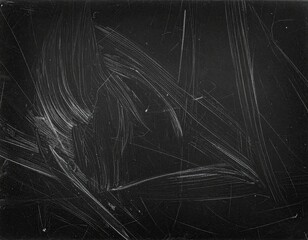 Grungy Black Chalkboard Texture with Dynamic White Chalk Streaks and Smudges.