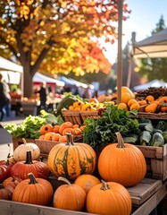 Fall harvest market scene