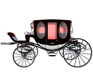 A traditional style carriage that is horse-drawn on a transparent background.