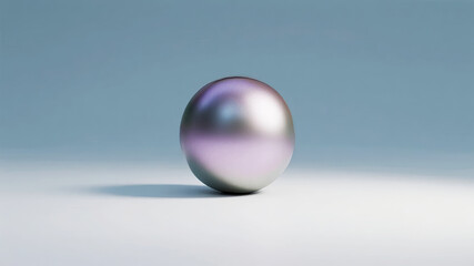 A single reflective metallic sphere on a smooth surface with soft lighting