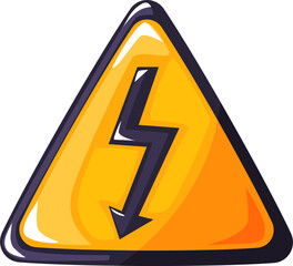 Electric hazard sign with a lightning bolt symbol, warning of electrical dangers. Ideal for safety related designs, industrial concepts, and signage.