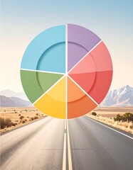 Colorful pie chart on a highway