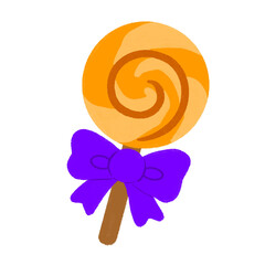 ハロウィン素材｜リボン付きロリポップ