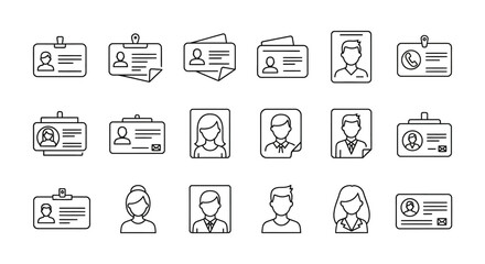 Collection of diverse identification cards and profile icons, showcasing various styles and formats.