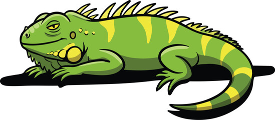 Fototapeta premium Cartoon Illustration of a Green Iguana.