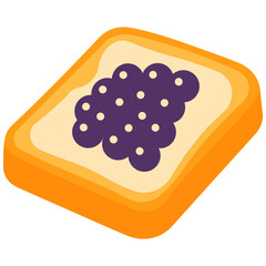 Toasted bread with blueberries illustration, perfect for breakfast menu, healthy snack design, cafe poster, and brunch food concept.
